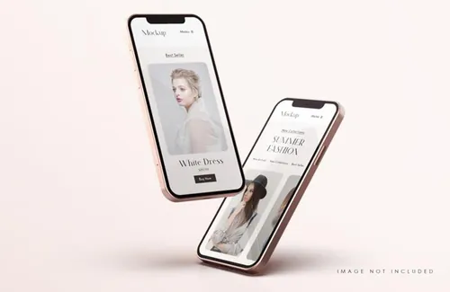 玫瑰金苹果iPhone手机UI设计贴图展示PSD样机模板