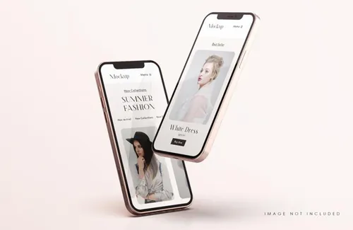 玫瑰金苹果iPhone手机UI设计贴图展示PSD样机模板