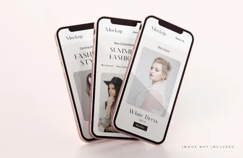 玫瑰金苹果iPhone手机UI设计贴图展示PSD样机模板