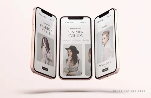 玫瑰金苹果iPhone手机UI设计贴图展示PSD样机模板