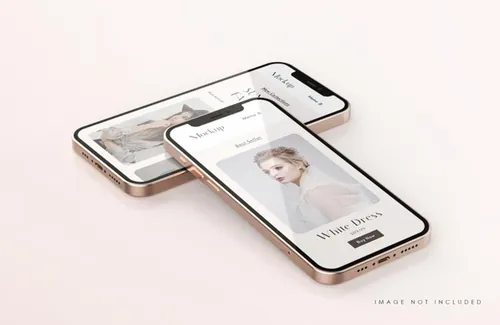 玫瑰金苹果iPhone手机UI设计贴图展示PSD样机模板