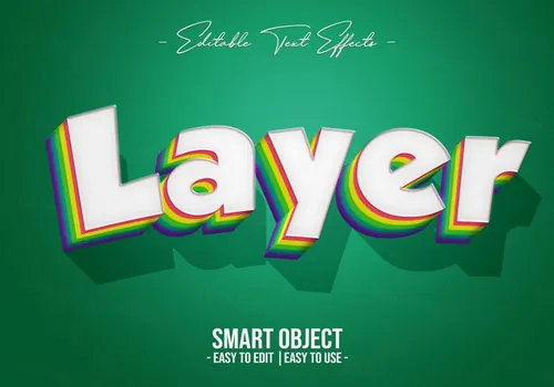 3D彩虹多层立体字特效PS文本样式素材 3d layer text style effect