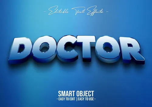 蓝色立体3D主题字PS文本样式素材 Doctor text style effect