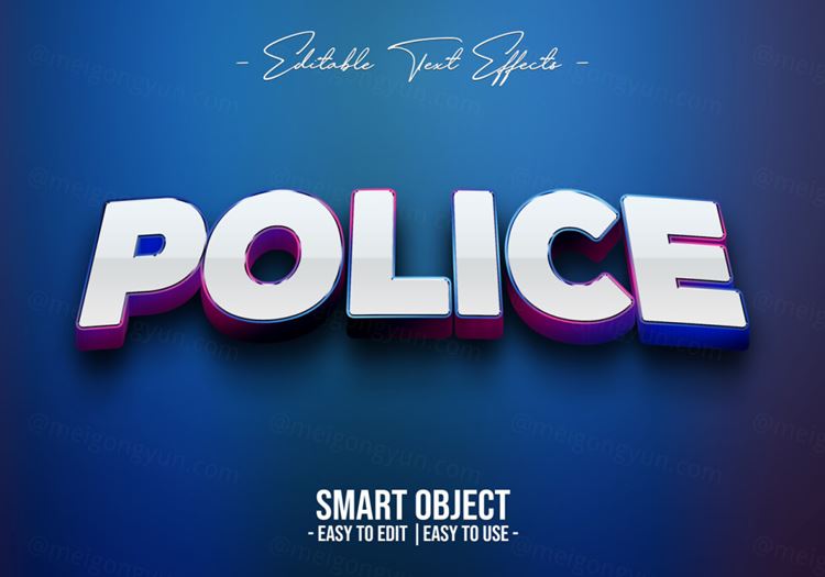 3D立体字特效PS文本样式素材 Police text style effect
