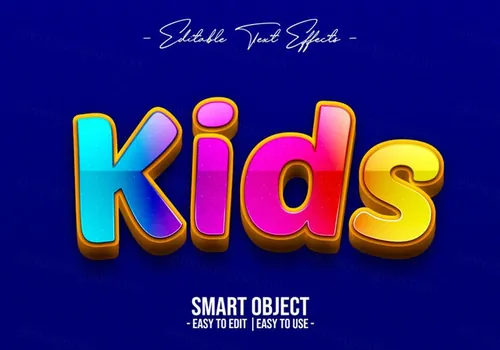 可爱卡通儿童立体字PS文本样式素材 Kids text style effect