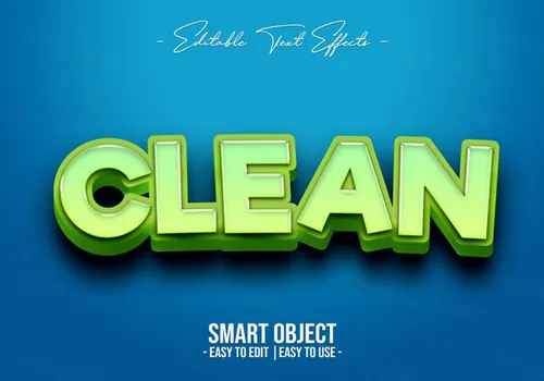 干净清爽的绿色立体字特效PS文本样式素材 Clean text style