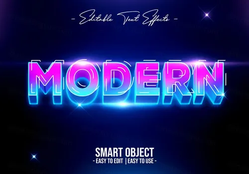 时尚现代紫色渐变立体字特效文本样式PS模板素材 Modern text style effect