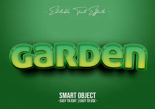 绿色花园晶莹剔透的立体字特效文本样式PS模板素材 Garden text style effect