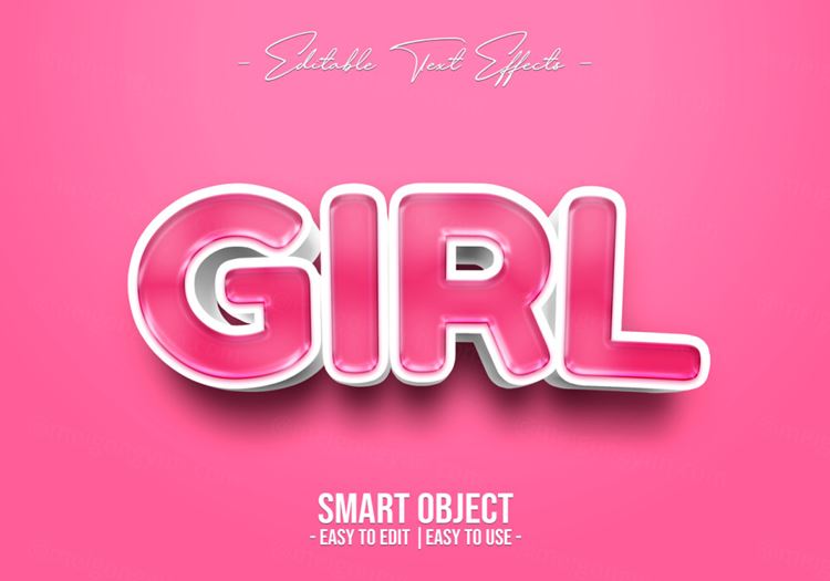 可爱的粉色女孩子主题字立体字特效PS文本样式素材 Girl text style