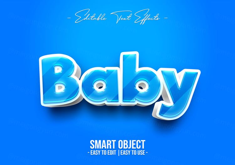 可爱的卡通立体字PS文本样式字体特效素材 Baby text style