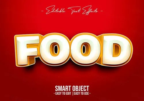 黄色食品立体字特效模板PSD文本样式素材 Food text style effect