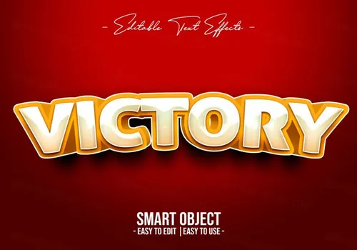 胜利庆祝主题字立体字特效文本样式PSD模板 Victory text style effect