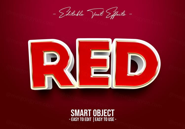 红色立体字特效文本样式PSD模板素材 Red text style effect