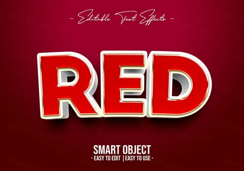 红色立体字特效文本样式PSD模板素材 Red text style effect