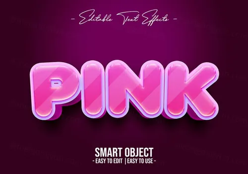粉色卡通立体字特效文本样式PSD模板 Pink text style effect