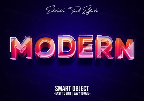 时尚现代紫色渐变立体字特效文本样式PS模板素材 Modern text style effect