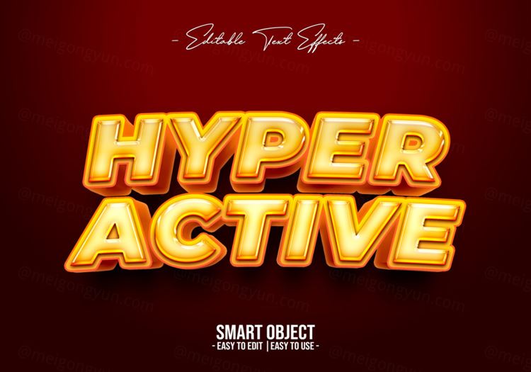 超活跃文本样式字体特效立体字PSD模板 Hyper active text style effect