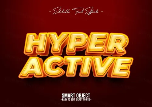 超活跃文本样式字体特效立体字PSD模板 Hyper active text style effect