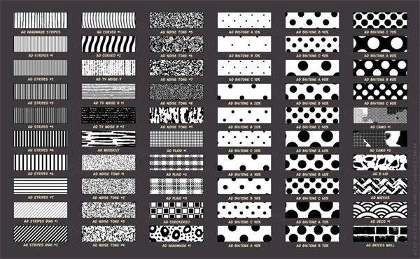 复古漫画丝网印刷半色调不规则机械纹理笔刷素材 AD Screenton