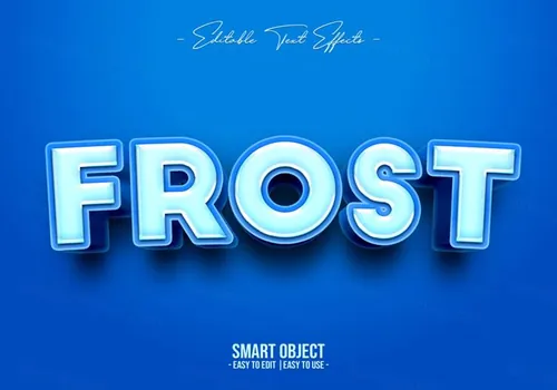蓝色霜立体文字特效PSD模板 Frost text style effect Psd