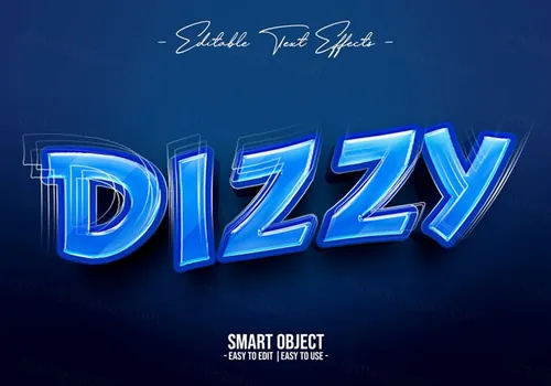 晕眩多重蓝色立体字文字特效PSD模板 Dizzy text style effect Psd