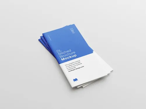 鞍式DL手册画册设计提案样机PSD模板 Saddle Stitched DL Brochure Mockup