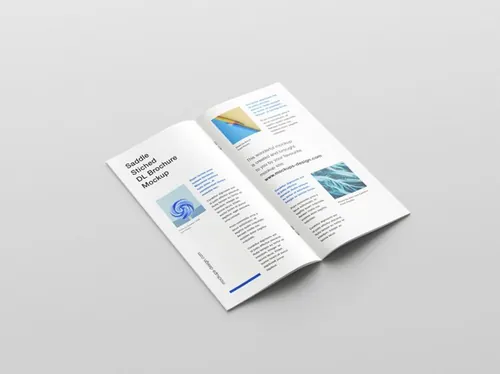 鞍式DL手册画册设计提案样机PSD模板 Saddle Stitched DL Brochure Mockup