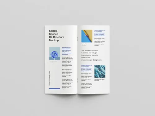 鞍式DL手册画册设计提案样机PSD模板 Saddle Stitched DL Brochure Mockup