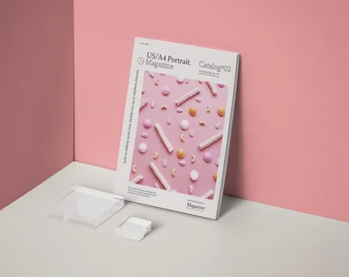 高质量的psd杂志透视图样机 Psd Magazine Mockup US A4 Vol2