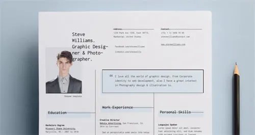 具有色彩强调感的现代简历信模板 Simple Resume Template vol13