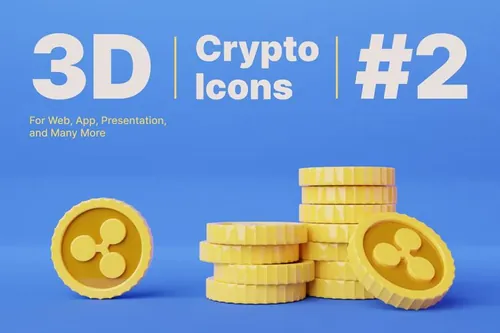 三维渲染卡通比特币加密货币金币3D插画图标素材 3D Rip