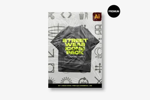 街头潮牌服饰洗水标洗唛标识矢量图标素材合辑 Streetwe