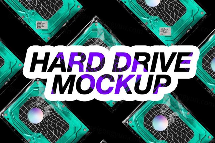 老物件电脑旧硬盘设计样机模板 TuomoDesign - Hard Drive Storage Mockup