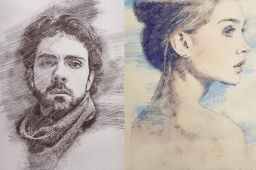 专业级照片转铅笔素描画PS动作素材 Pencil Sketch Photoshop Action