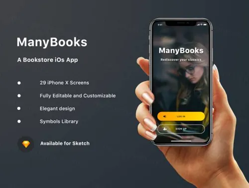 高品质网上书店移动APP应用程序UI工具包 ManyBooks iOs UI K