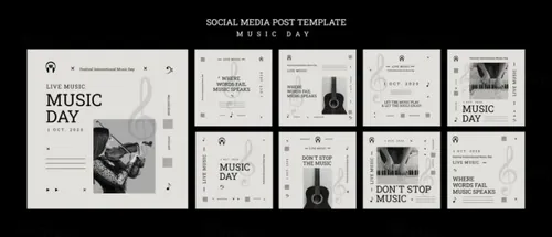 音乐会俱乐部Ins新媒体网络宣传海报PSD模板 Music day social media post template