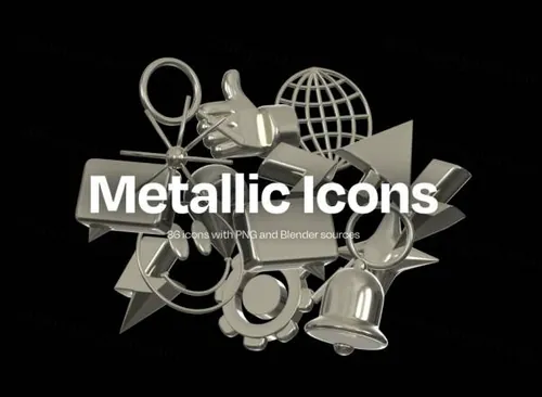 36个金属质感的3D图标集 Metallic Icons Blende