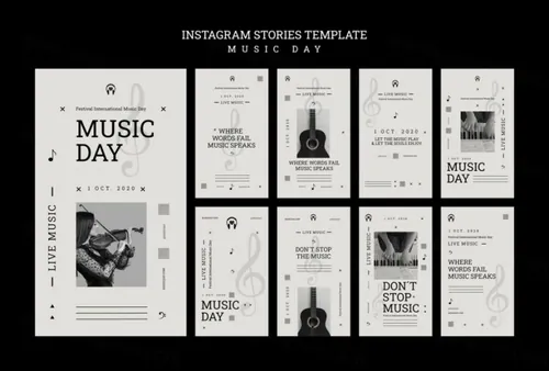 音乐会俱乐部Ins新媒体网络宣传海报PSD模板 Music day social media post template