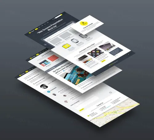 网页展示贴图PSD模板Web Screens Perspective Mock Up