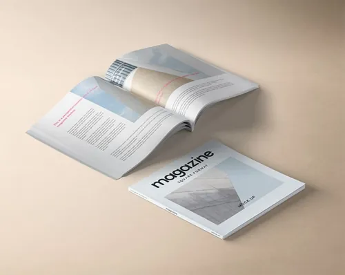 极简主义杂志排版设计样机 Square Psd Magazine Mockup Vol4