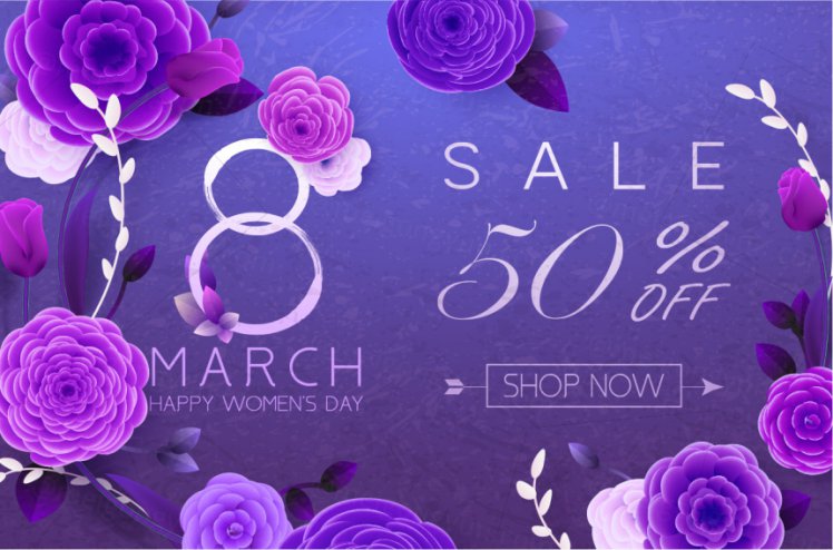 38女神节三八妇女节时尚紫色背景贺卡横幅矢量素材