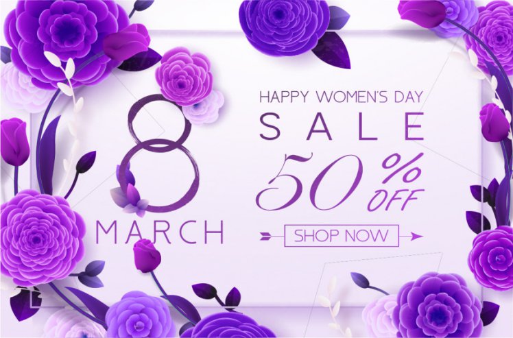 38女神节三八妇女节时尚紫色背景贺卡横幅矢量素材