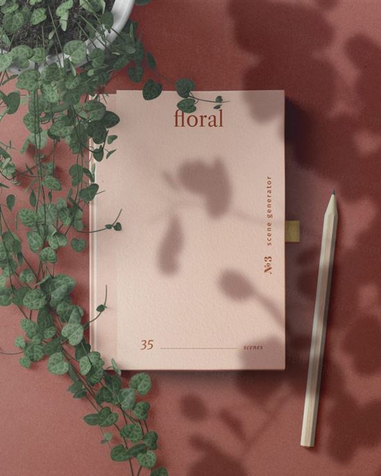 书籍封面设计提案植物光影场景样机模板 Book With Shadow Overlay Mockup Top View