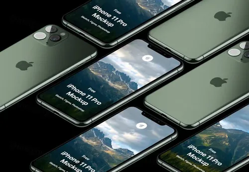 最新LS大厂出品苹果最新手机等距展示样机素材 iPhone 11 Pro Max Mockup