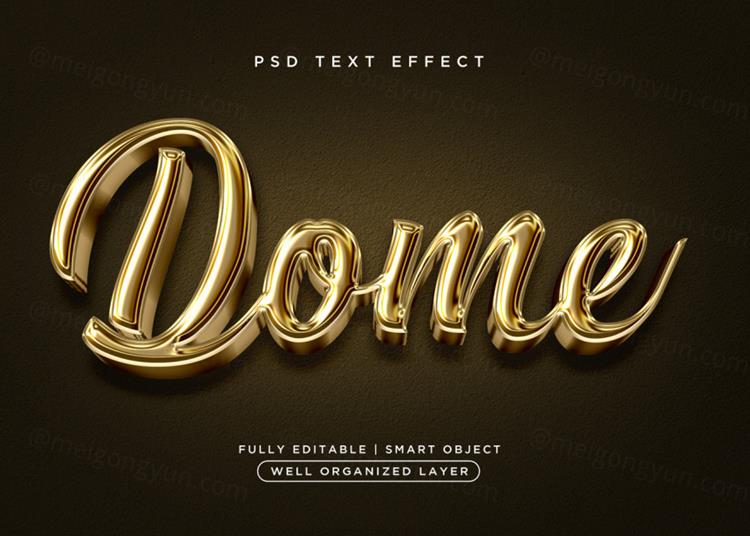 高质量3D立体字黄金字体效果PSD模板素材 3d style
