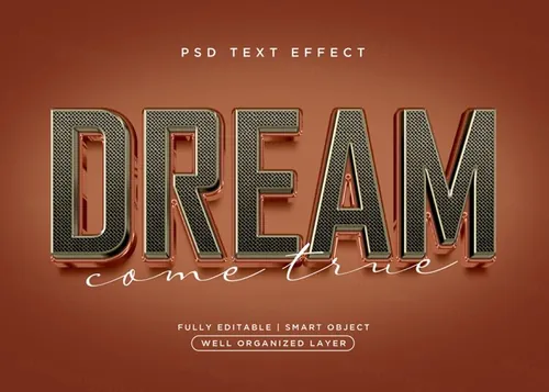 高质量3D立体字黑金字体效果PSD模板素材 3d style