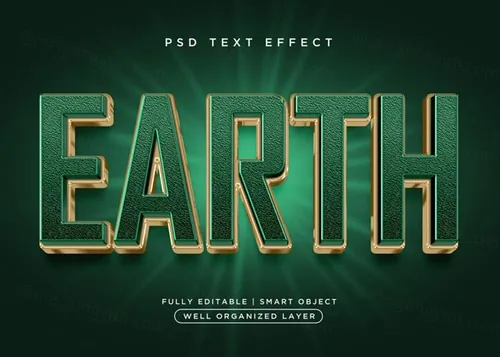 高质量3D立体字绿色金色字体效果PSD模板素材 3d sty