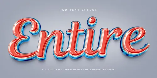 高质量3D立体字蓝色红色字体效果PSD模板素材 3d sty