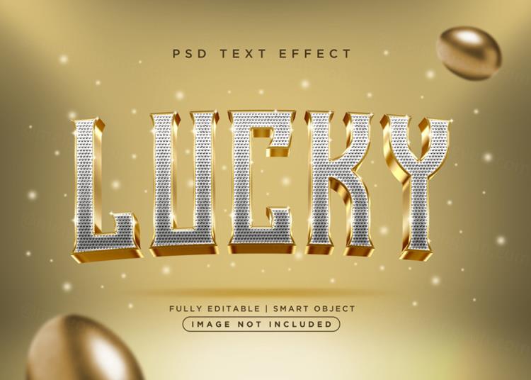 高质量3D立体字珠光宝气金色字体效果PSD模板素材 3d s