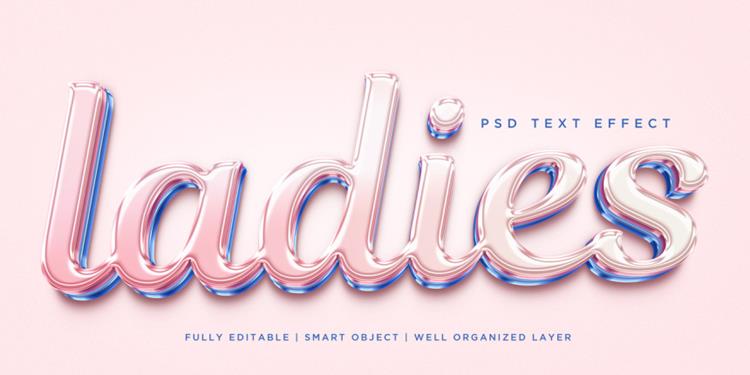 高质量3D立体字女士奶油风字体效果PSD模板素材 3d st